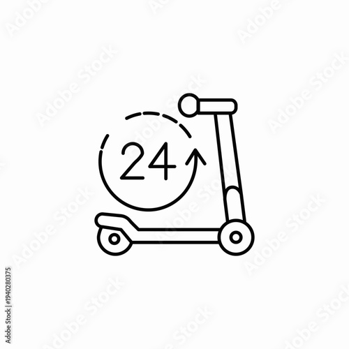 24 hour scooter service icon sign vector