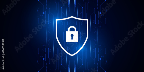 Cyber security technology concept , Shield With Keyhole icon , personal data , vector illustration.	
