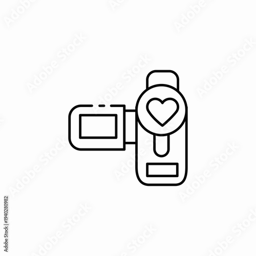 heart on video camera icon sign vector