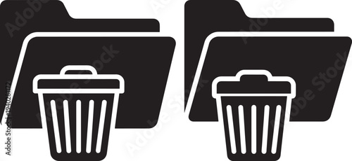 Black silhouette icons of a folder and a trash can, representing deletion or archiving files