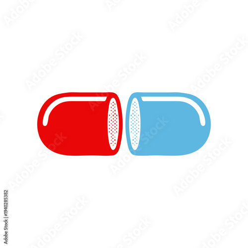 Minimal capsule pill icon in flat SVG style. Simple medicine symbol ideal for pharmacy graphics, healthcare apps, and medical information designs.