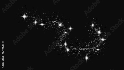 Silver glittering confetti wave and stardust