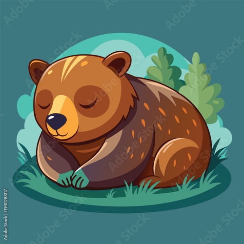 Cute Sleeping Bear Cartoon Character Vector Illustration
