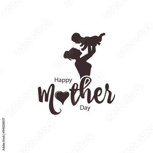 Happy Mother's Day Calligraphy Lettering with Hearts

