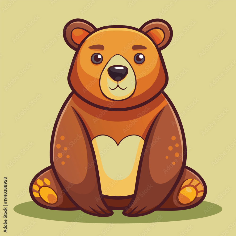 Fototapeta premium Cute Sitting Bear Cartoon Character Vector Illustration