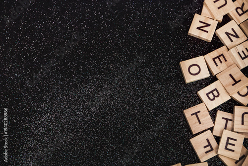 wood blocks on black background