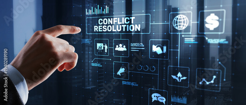 Conflict Resolution Concept Visualizing Dialogue Mediation and Leadership Decisions