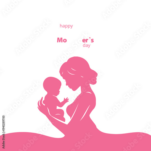Happy Mother's Day Calligraphy Lettering with Hearts

