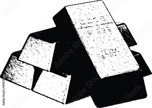 Grunge Sketch Gold Bars Icon