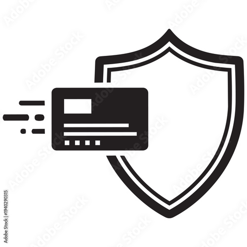 Credit card protection icon, secure payment symbol, financial security sign, vector illustration