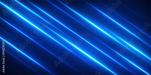 Blue abstract background with glowing stars and light beams