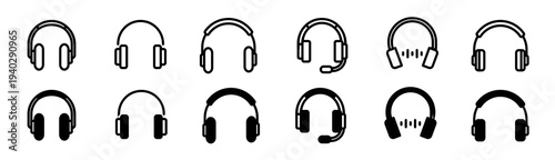 Headphones vecor icon set. Stock vector illustrator. EPS 10