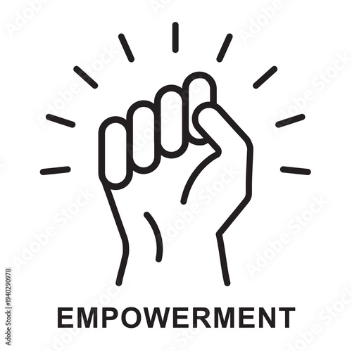 Empowerment icon. woman empower Icon. Fist empowerment vector. women strength line vector.