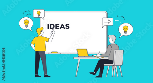 Creative brainstorming session with colleagues discussing innovative ideas in a modern office setting from a slightly elevated viewpoint