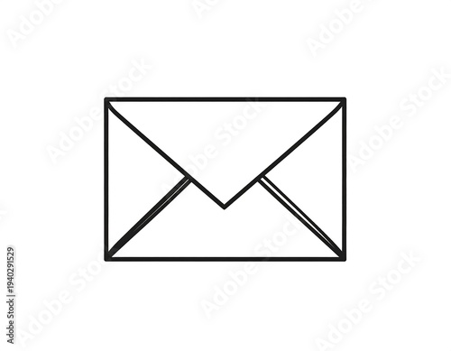 Envelope icon for email and message communication in black and white.