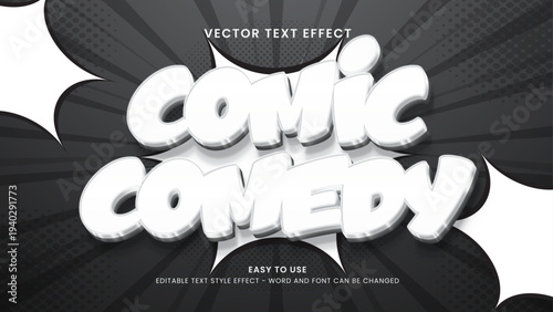 comic comedy editable text effect 3d vector