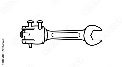 A detailed illustration of a combined socket and spanner tool on a plain white background.