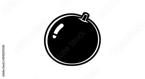 A simple black and white illustration of a bomb with a fuse.