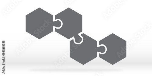 Simple icon hexagon puzzle in gray. Simple icon hexagon puzzle of the four elements  on white background for your web site design, app, UI. EPS10.