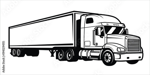 Semi truck illustration with trailer