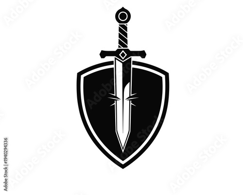 A sword on a shield emblem