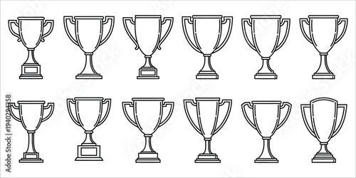 Collection of various trophy cup illustrations