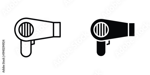 Hair dryer icon in doodles flat and line stroke pack
