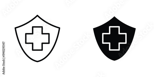 Immune guard icon in doodles flat and line stroke pack