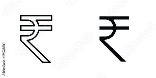 Indian rupee icon in doodles flat and line stroke pack