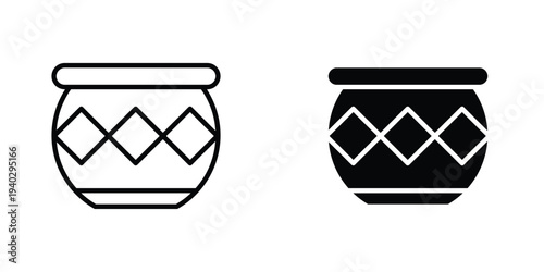 Indian pot icon in doodles flat and line stroke pack