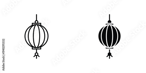 Lantern icon in doodles flat and line stroke pack