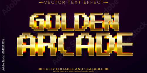 A premium golden arcade text effect with editable and scalable vector design