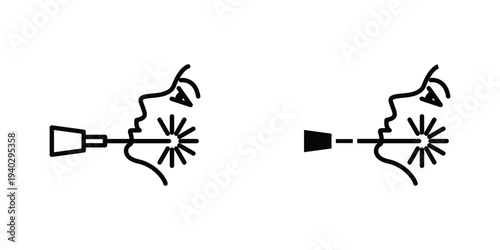 Laser anti aging beauty icon in doodles flat and line stroke pack