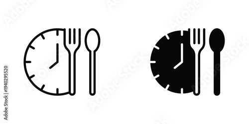 Lunch time icon in doodles flat and line stroke pack
