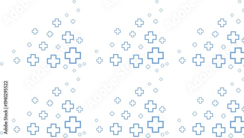 Blue cross symbols on white background for medical or healthcare designs