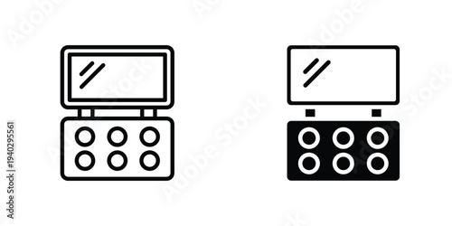 Makeup palette icon in doodles flat and line stroke pack