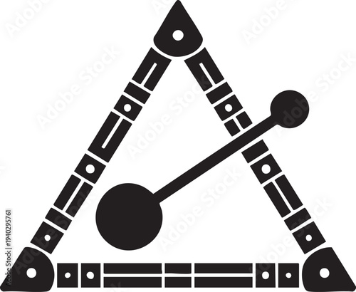 Triangle Musical Instrument in Minimalist Design with Monochromatic Color Scheme on White Background for Music Education