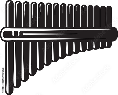 Kalimba instrument in monochrome illustration on white background for music education