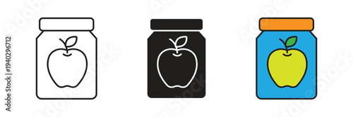 Simple apple juice jar or preserve container icon, perfect for organic food packaging, healthy breakfast themes, and grocery branding.