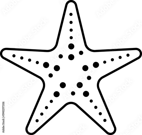 Simple Line Art Icon of a Starfish