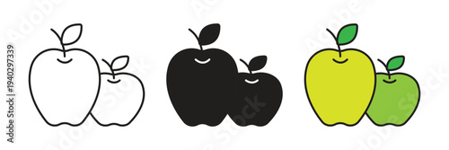 Two fresh apples in different sizes, ideal for representing healthy snacks, fruit markets, organic farming, and nutritional diet plans.