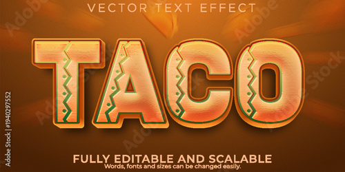 A premium taco text effect with editable and scalable vector design
