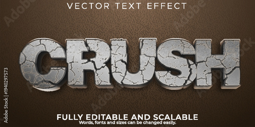 A premium vector text effect with a fully editable and scalable crushed stone style