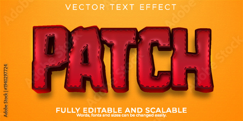 A premium vector text effect with a fully editable and scalable patch design