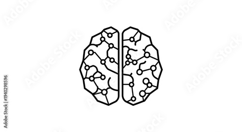 Abstract Brain Network Icon: Neural Connections and Artificial Intelligence Concept