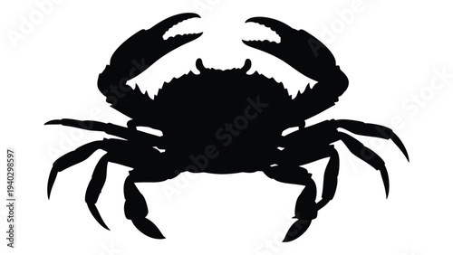 A black silhouette of a crab