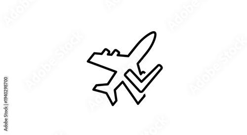 Airplane with Check Mark Icon: Travel Approved, Flight Confirmation, and Successful Journey Concept