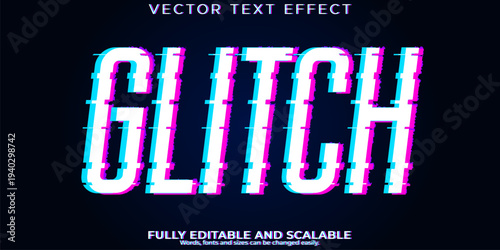A glitchy vector text effect with a fully editable and scalable design