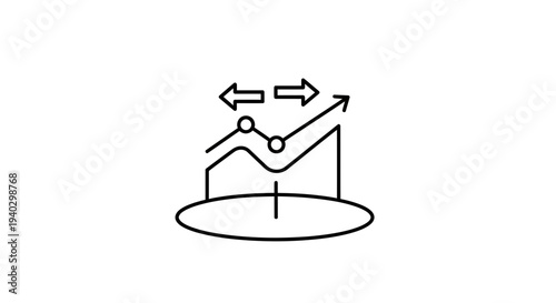 Business growth chart with arrows indicating progress and direction