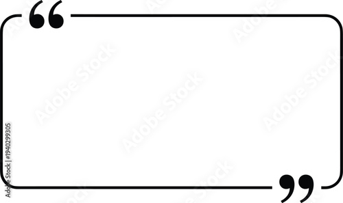 Quote box frame with quotation marks, speech bubble template, testimonial text banner, minimal quote border design, comment message layout